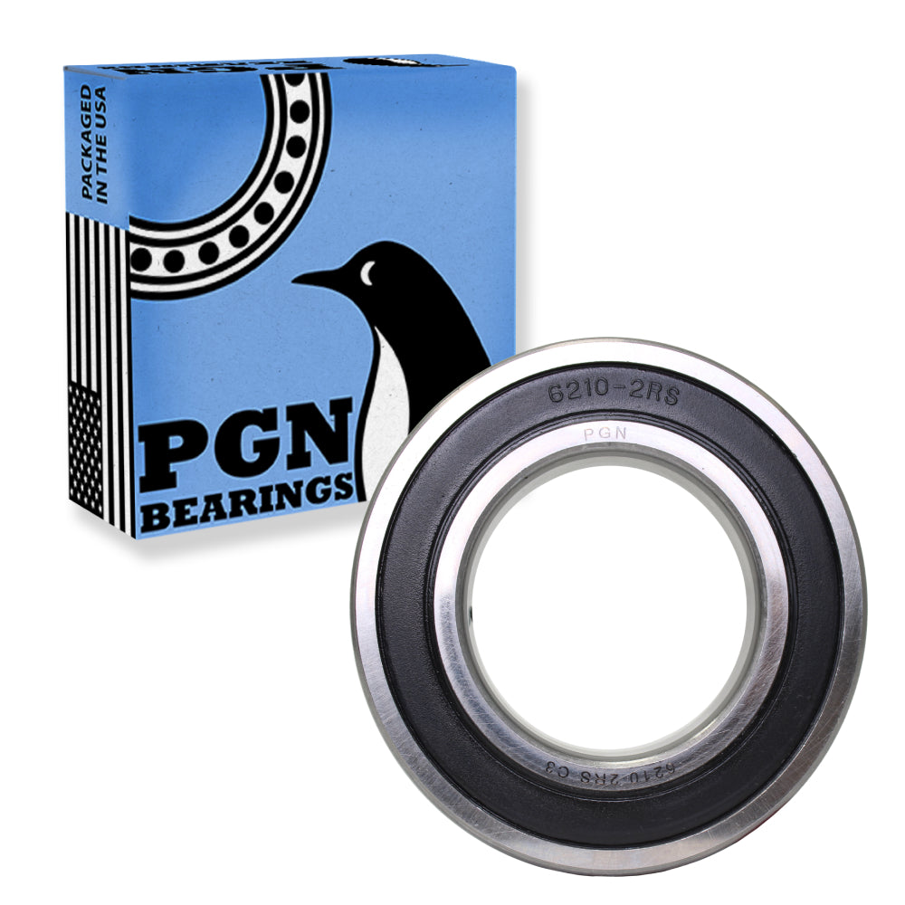 6210-2RS Bearing - Lubricated Chrome Steel Sealed Ball Bearing - 50x90x20mm Bearings with Rubber Seal & High RPM Support