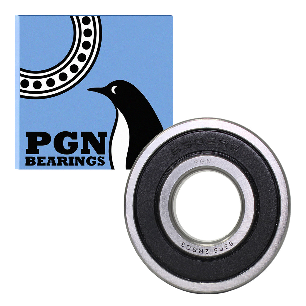 6305-2RS Ball Bearing - Lubricated Chrome Steel Sealed - 25x62x17