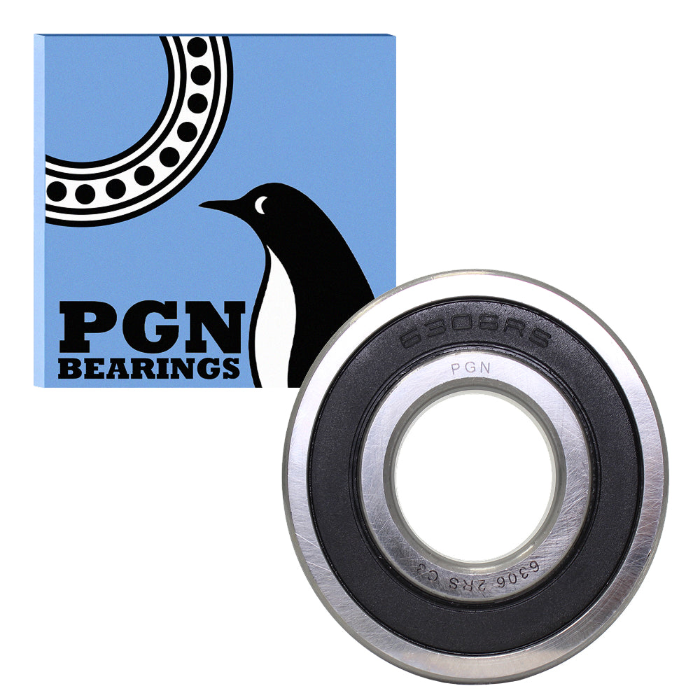 6306-2RS Ball Bearing - Lubricated Chrome Steel Sealed - 30x72x19