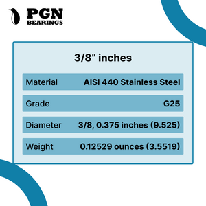 3/8" Inch Stainless Steel Bearing Ball (G25 Precision - AISI 440)