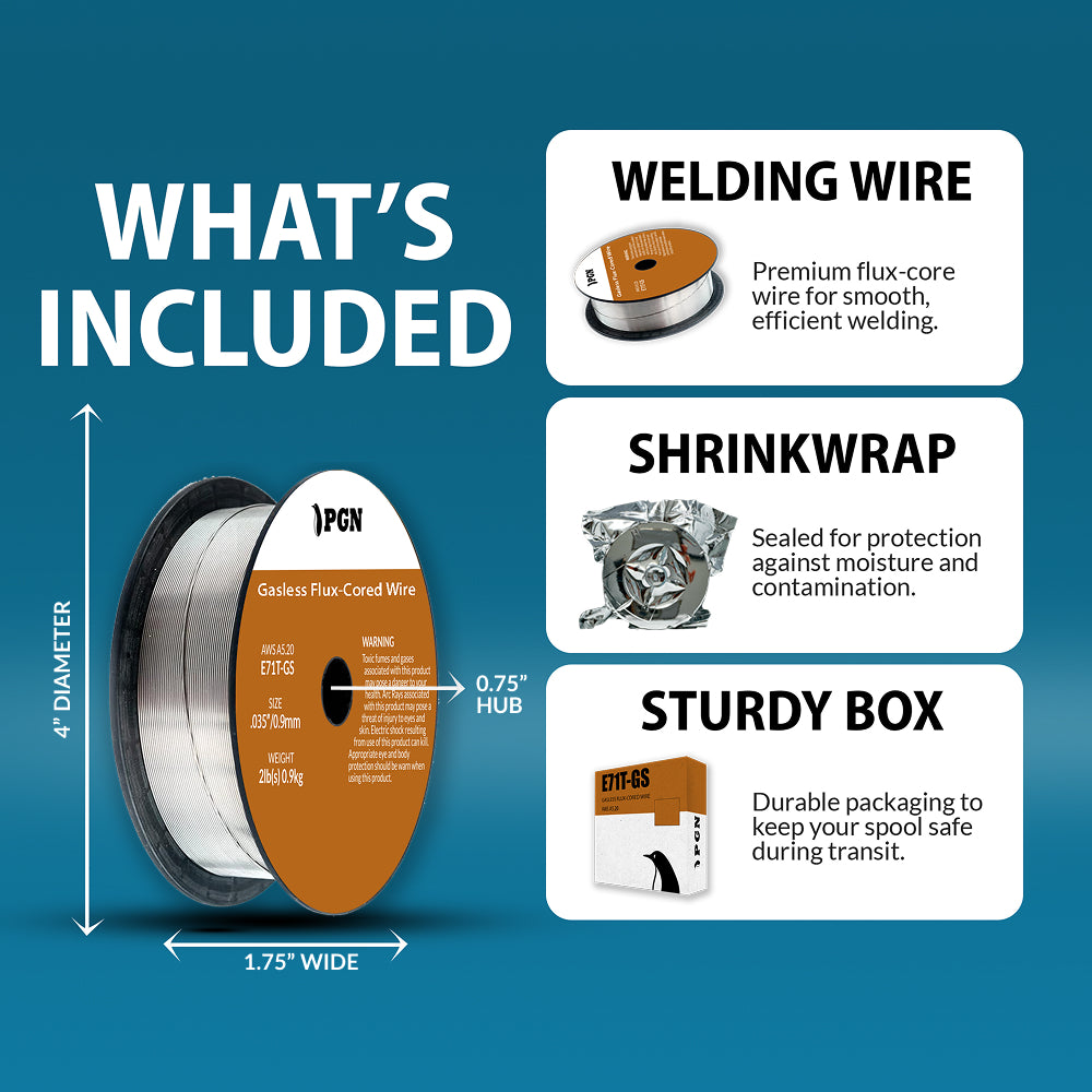 E71T-GS .035" (0.9 mm) Gasless Flux Core Welding Wire - 2 Lbs Spool