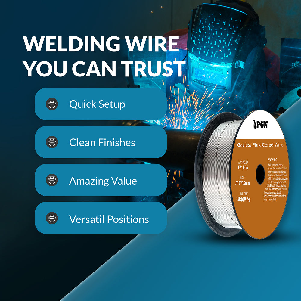 E71T-GS .035" (0.9 mm) Gasless Flux Core Welding Wire - 2 Lbs Spool