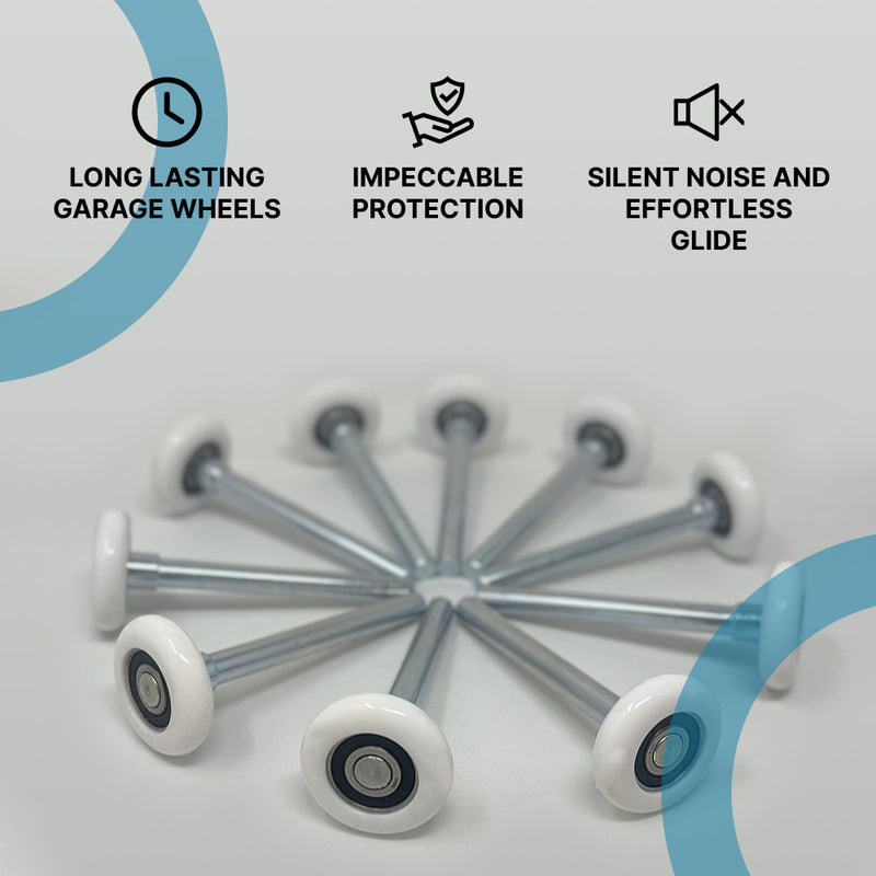 2" Nylon Garage Door Rollers 10 Pack 7” Carbon Steel Stem PGN Bearings