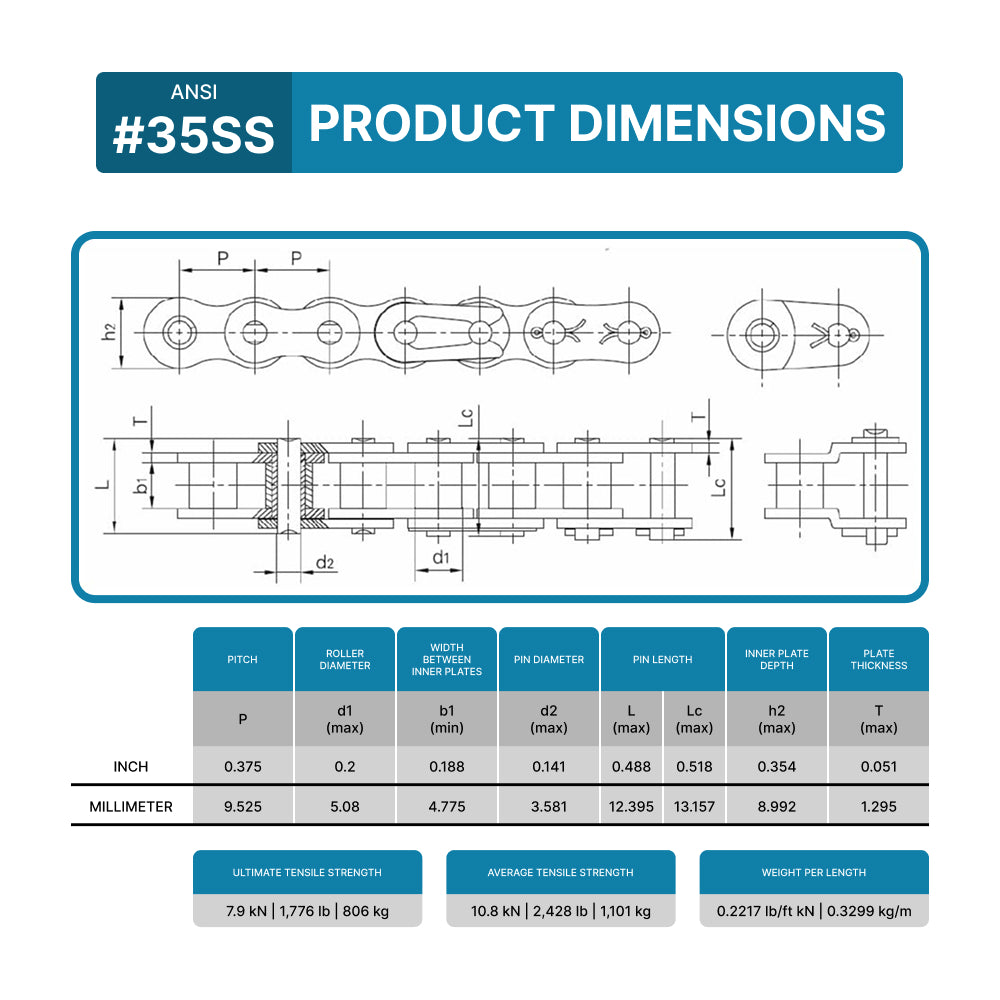 #35 Stainless Steel Roller Chain Connecting Links