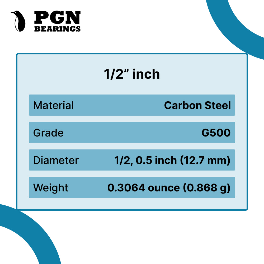 1/2" Inch G500 Precision Carbon Steel Bearing Ball