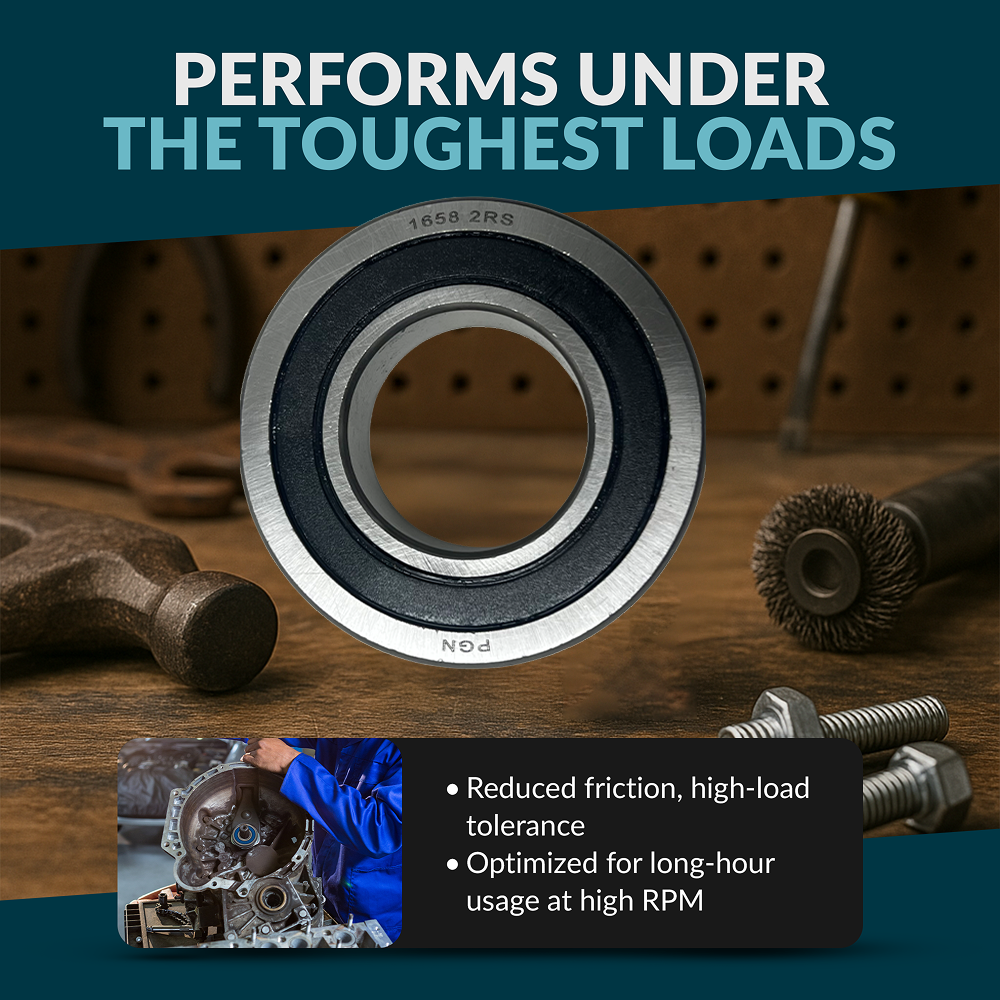 PGN 1658-2RS Bearing - C0 Pre-Lubricated Chrome Steel Sealed Ball Bearing