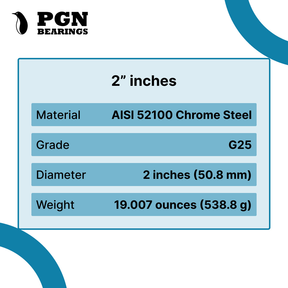 2" Inch G25 Precision Chrome Steel Bearing Balls