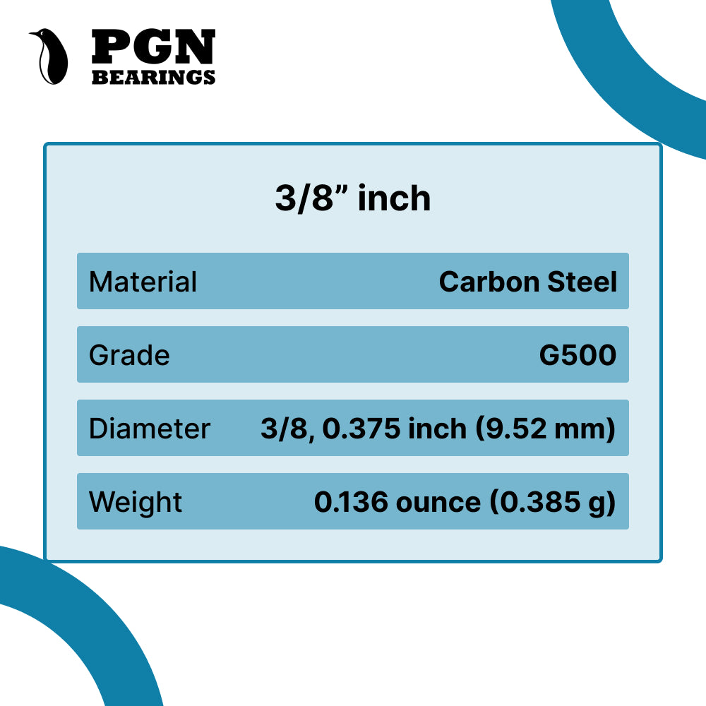 3/8" Inch G500 Precision Carbon Steel Bearing Ball