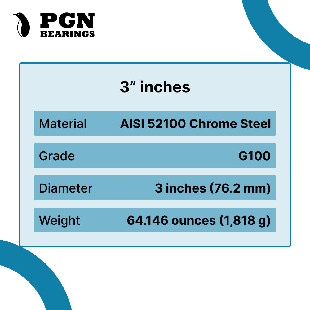 3" Inch G100 Precision Chrome Steel Bearing Balls