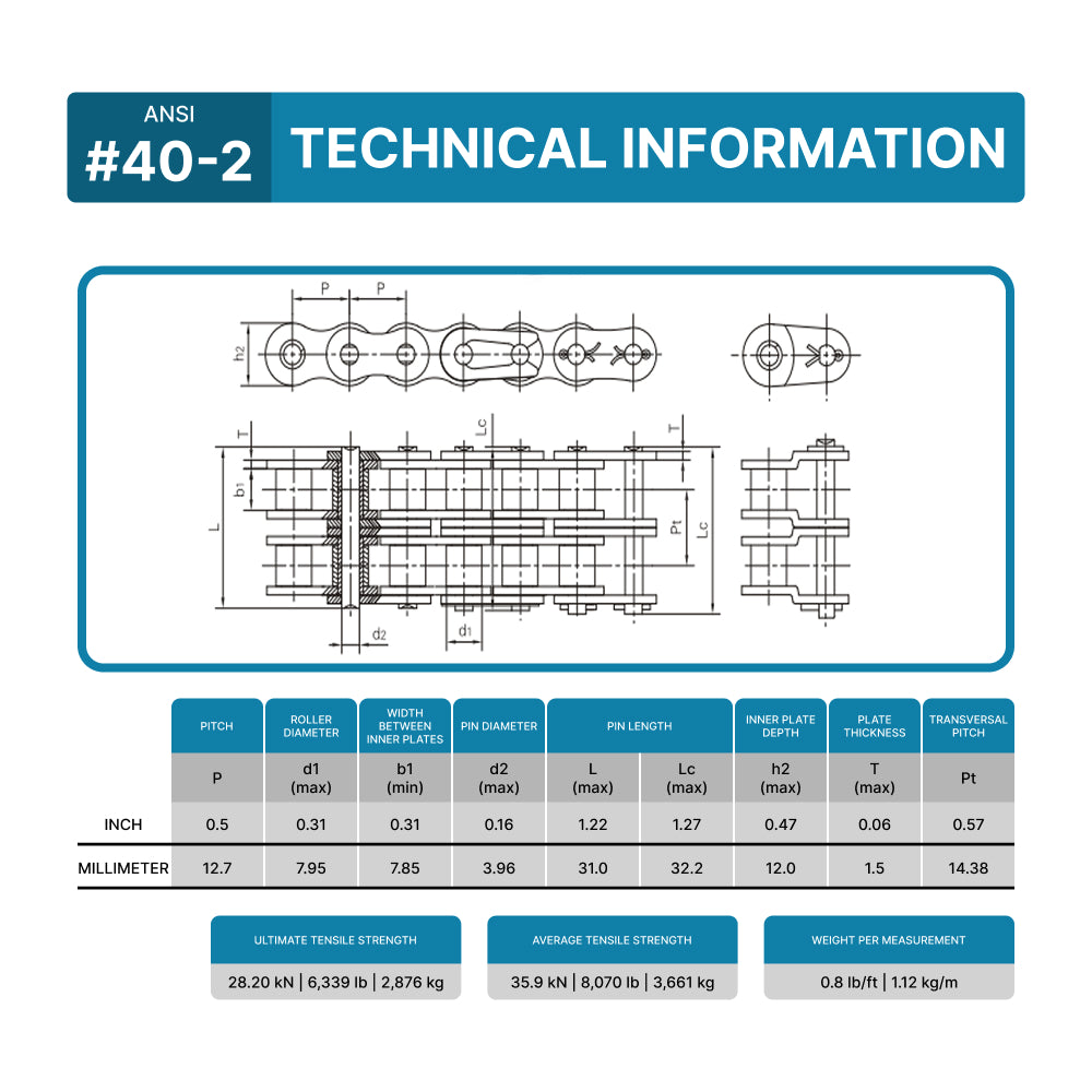 10 Maglie Di Collegamento Catena A Rulli #40-2 - Doppio Filo - Foto 7