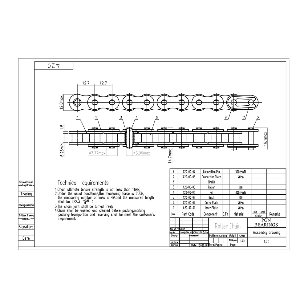 #420 Motorcycle Chain 132 Links + Free Connecting Link