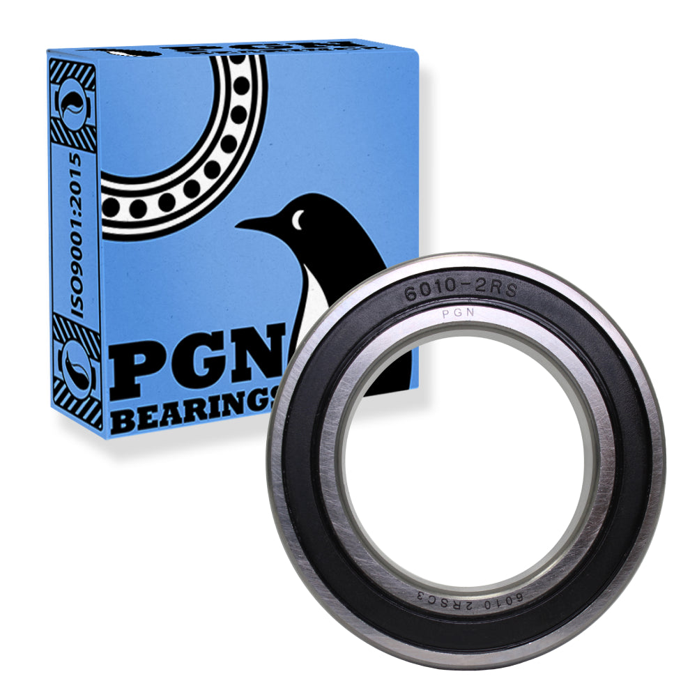 6010-2RS Ball Bearing - Lubricated Chrome Steel Sealed - 50x80x16