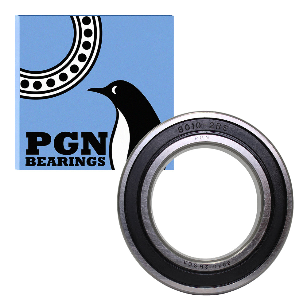 6010-2RS Ball Bearing - Lubricated Chrome Steel Sealed - 50x80x16