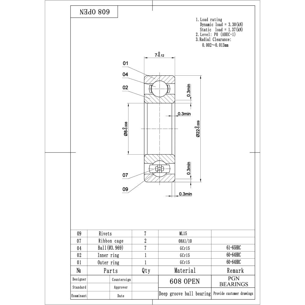 608 Ball Bearing - 8x22x7