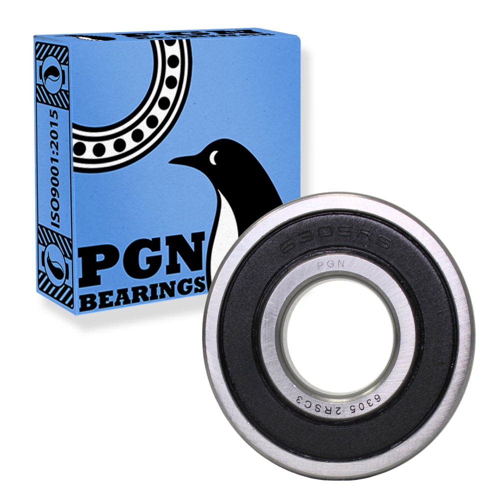 6305-2RS Ball Bearing - Lubricated Chrome Steel Sealed - 25x62x17