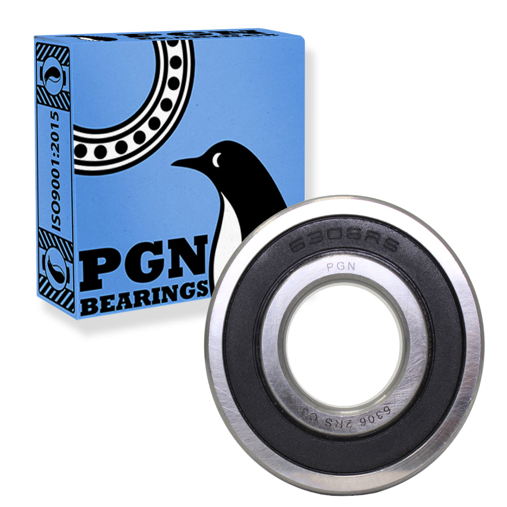 6306-2RS Ball Bearing - Lubricated Chrome Steel Sealed - 30x72x19