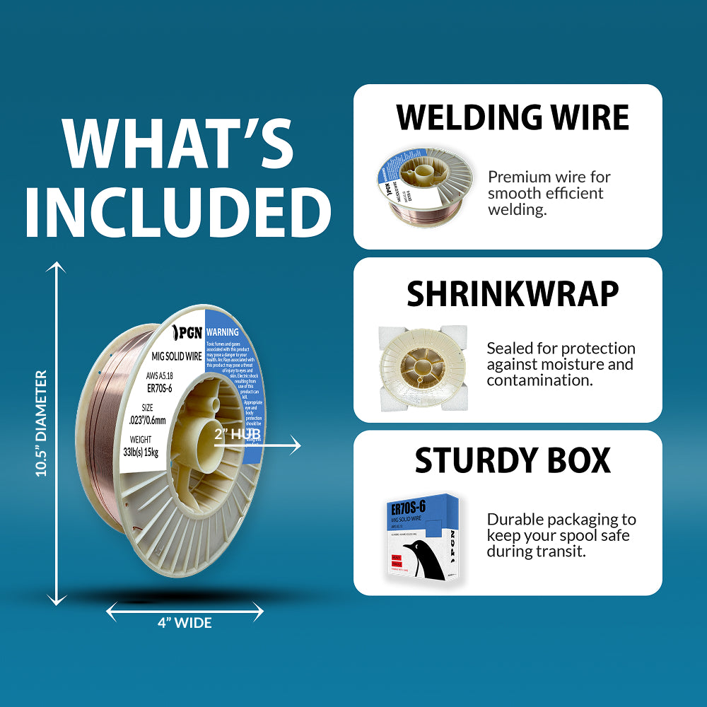 ER70S-6 .023" (0.6 mm) Mild Steel MIG Welding Wire - 33 Lbs Spool