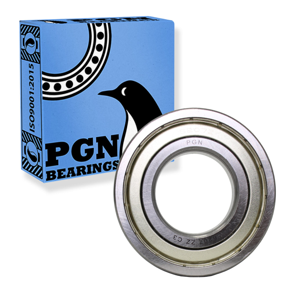 6207-ZZ Ball Bearing - Lubricated Chrome Steel Sealed - 35x72x17