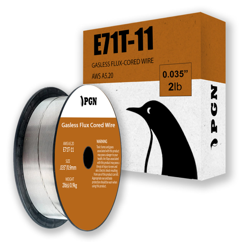 E71T-11 .035" (0.9 mm) Gasless Flux Core Mild Steel MIG Welding Wire - 2 Lbs Spool