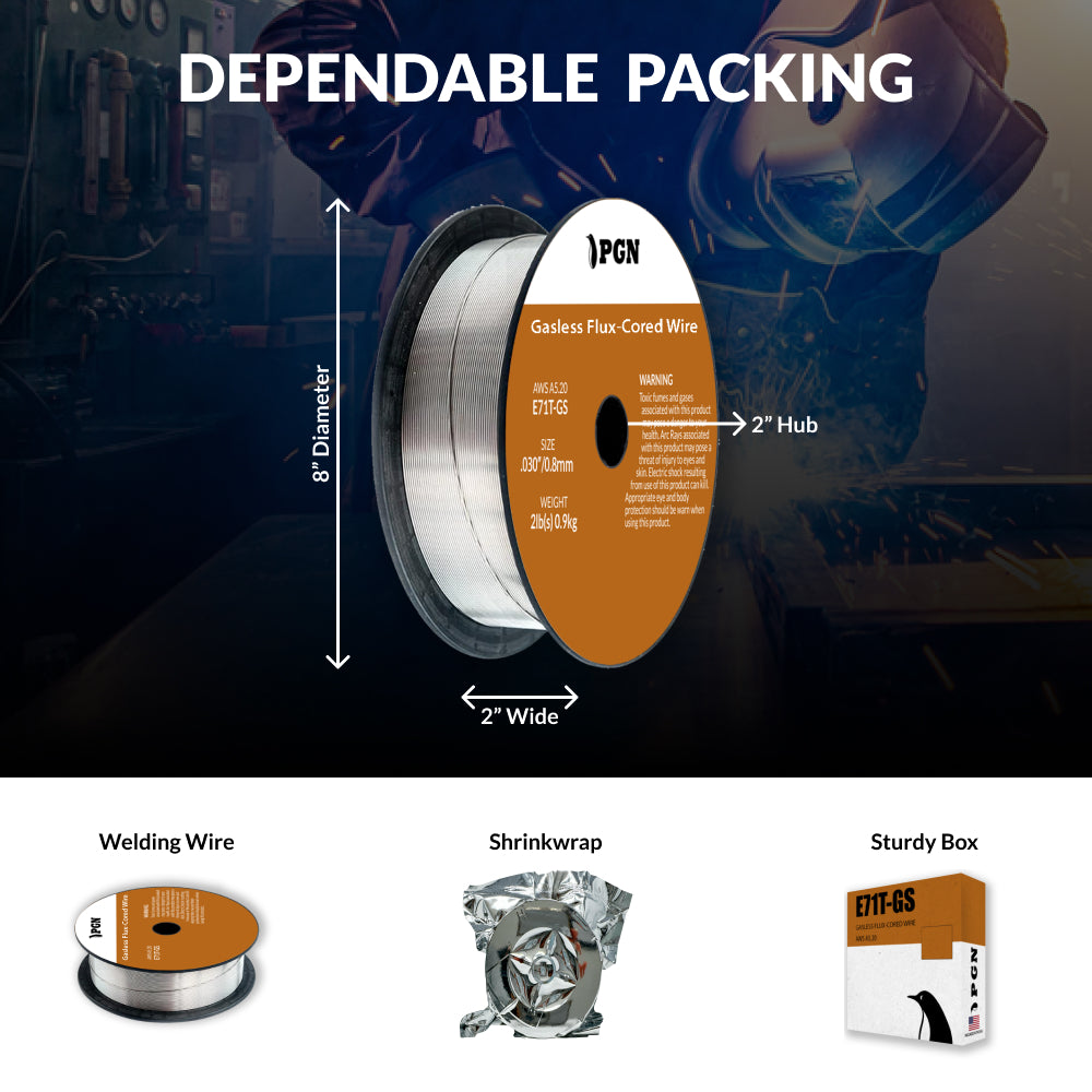 E71T-GS .030" (0.8 mm) Gasless Flux Core Welding Wire - 2 Lbs Spool