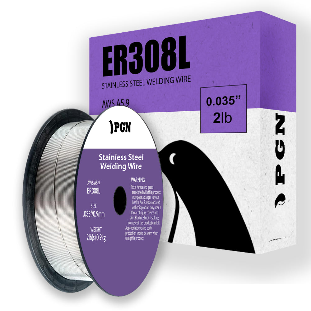 PGN ER308L Stainless Steel MIG Welding Wire - .035 Inch, 10lb Spool - Low Splatter & Better Corrosion Resistance