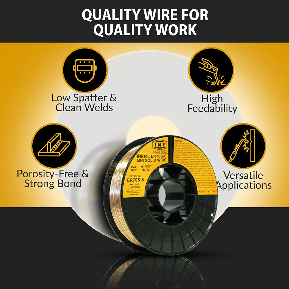 INEFIL ER70S-6 .030-Inch on 33-Pound Spool Carbon Steel Mig Solid Welding Wire