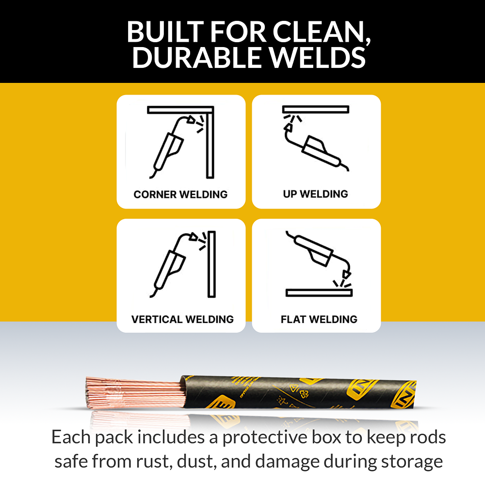 INEFIL ER70S-6 TIG 1/8" × 36" Mild Steel Filler Rods – 10 lb Box