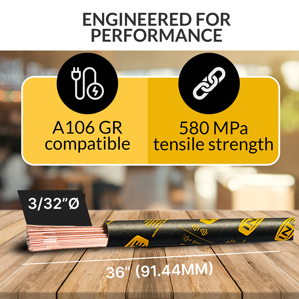 INEFIL ER70S-6 TIG 3/32" × 36" Mild Steel Welding Rods – 10 lb Box
