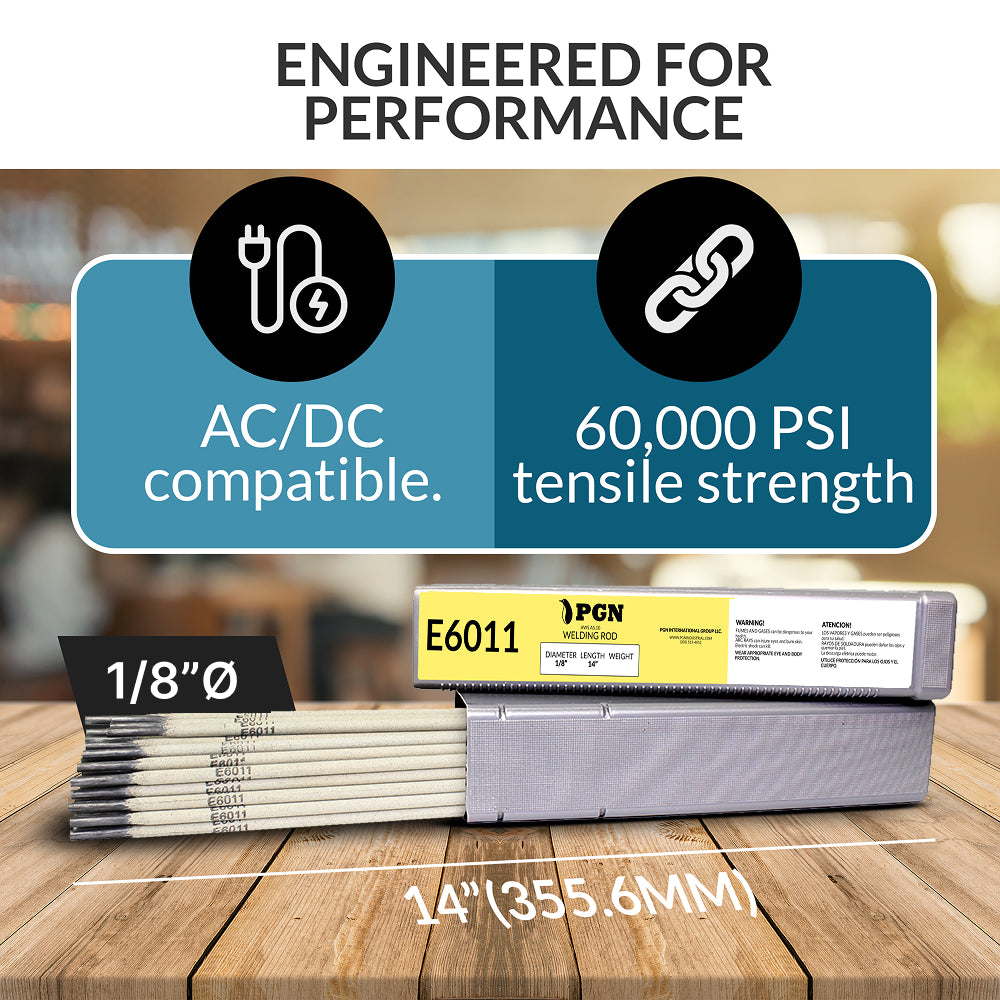 E6011 Welding Rod 1/8" 5LB – 1/8 Welding Rods, AC/DC Versatility Welding Sticks, All-Position Welding Electrode, Stick Electrodes - 770456, 31105