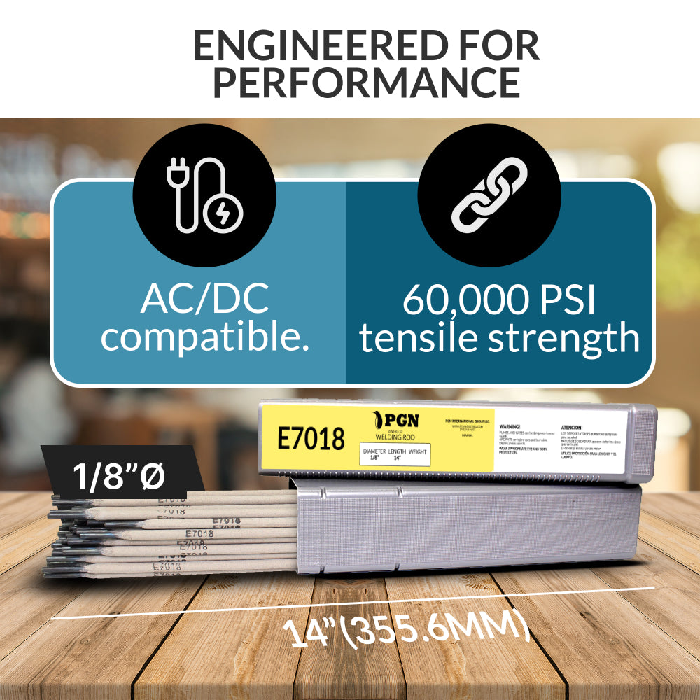 E7018 Welding Rod 1/8" 5LB – Welding Rods 7018, Low Hydrogen, Structural Steel Stick Electrodes, AC/DC All-Position 1/8 7018 Welding Rods - 770478