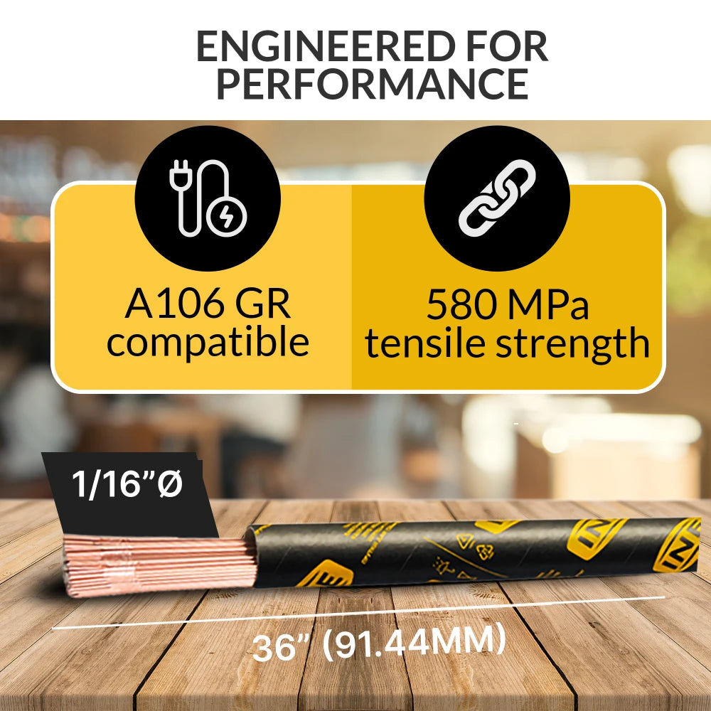 INEFIL ER70S-6 TIG 1/16" × 36" Mild Steel Welding Rods – 10 lb Box