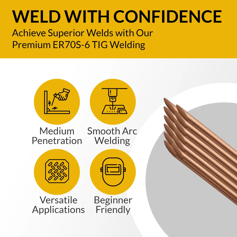 INEFIL ER70S-6 TIG 1/16" × 36" Mild Steel Welding Rods – 10 lb Box