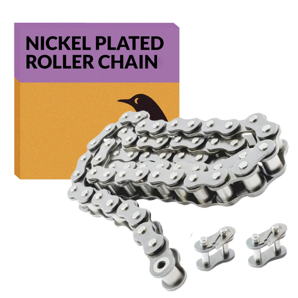 #41NP Nickel Plated Roller Chain 10ft - Anti-Corrosion