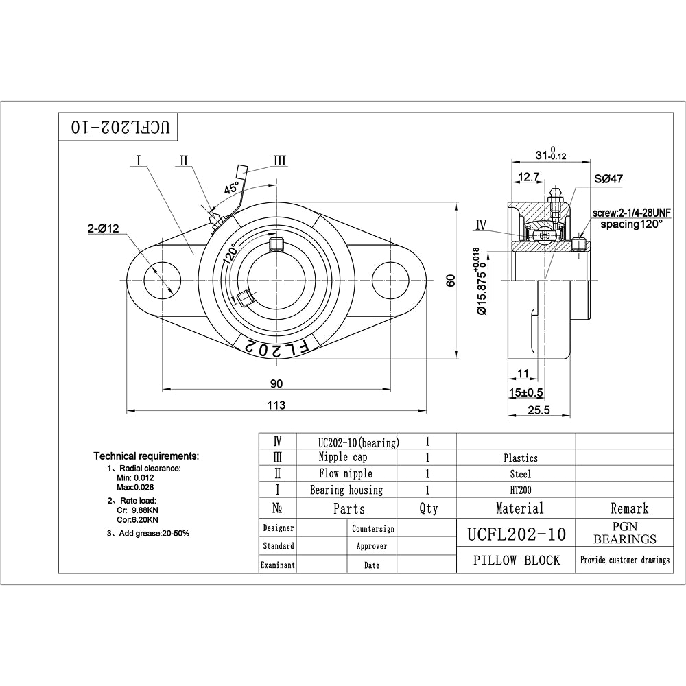 UCFL202-10 Pillow Block Flange Mounted Bearing 5/8" Inch Bore